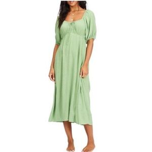 Billabong True Romance Midi Dress in Green Polka Dot Women's Size L